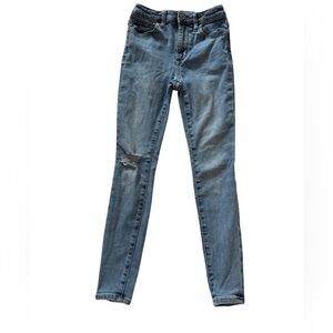 3/$20 GAP Kids High Rise Stretch Jegging - Medium Wash Distressed - Size 8 Girls